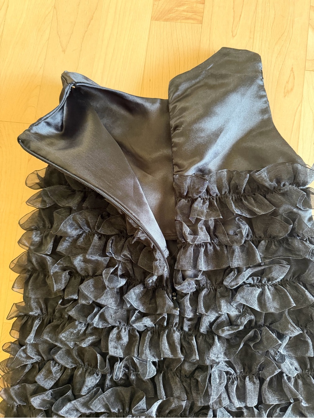 Satin Ruffle Party Dress - Picture 3 of 8